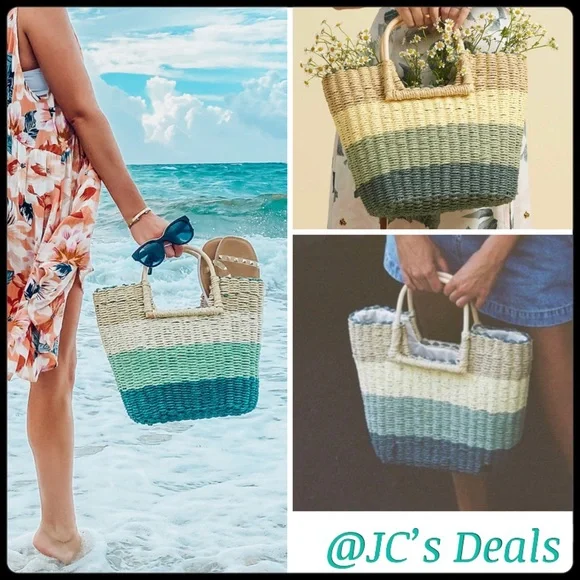 ☀️ BILLABONG x The Salty Blonde Ride The Waves Straw Bag - Picture 1 of 8